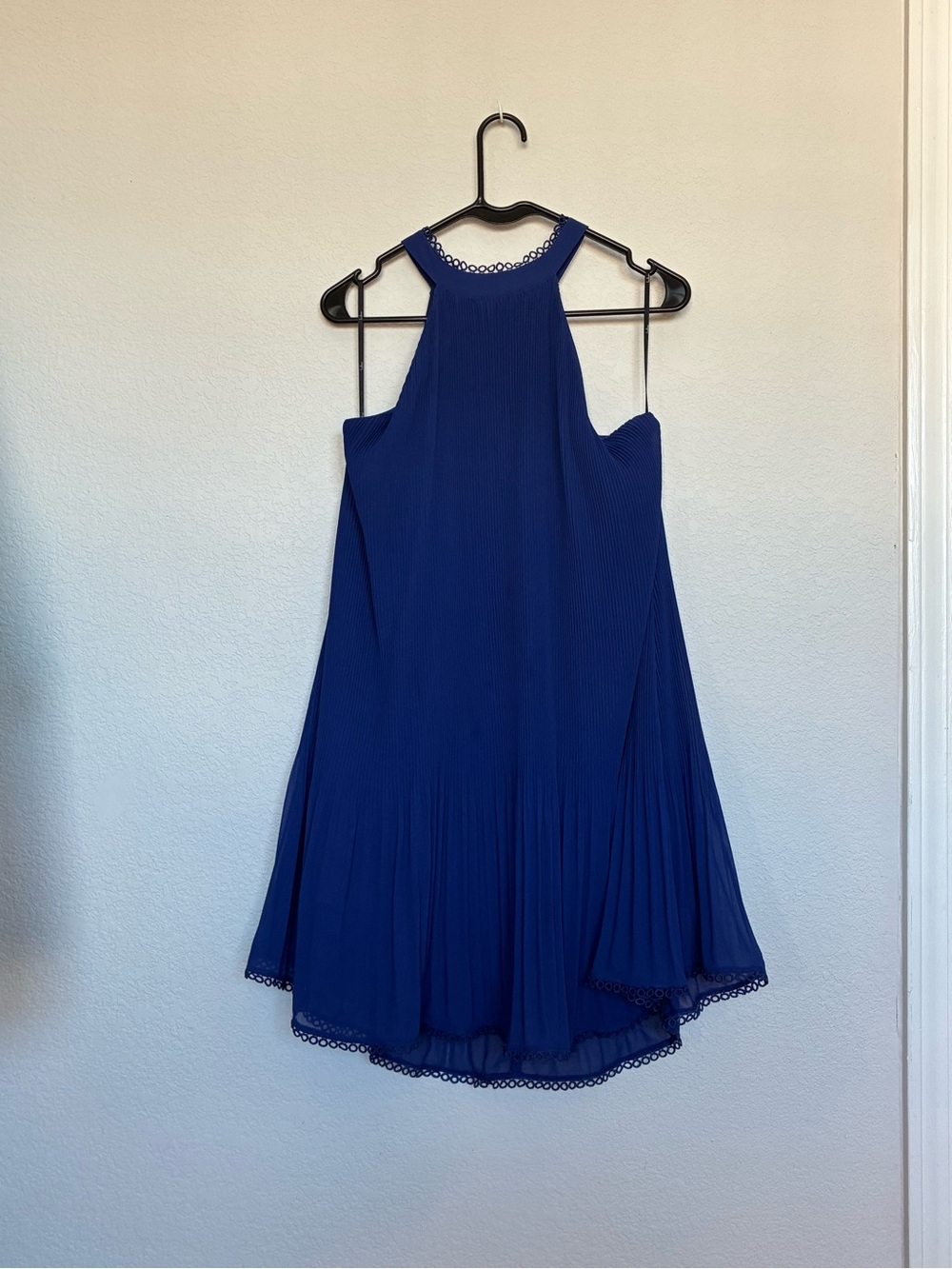 Lulus Royal Blue Pleated Cold Shoulder Shift Dress XL